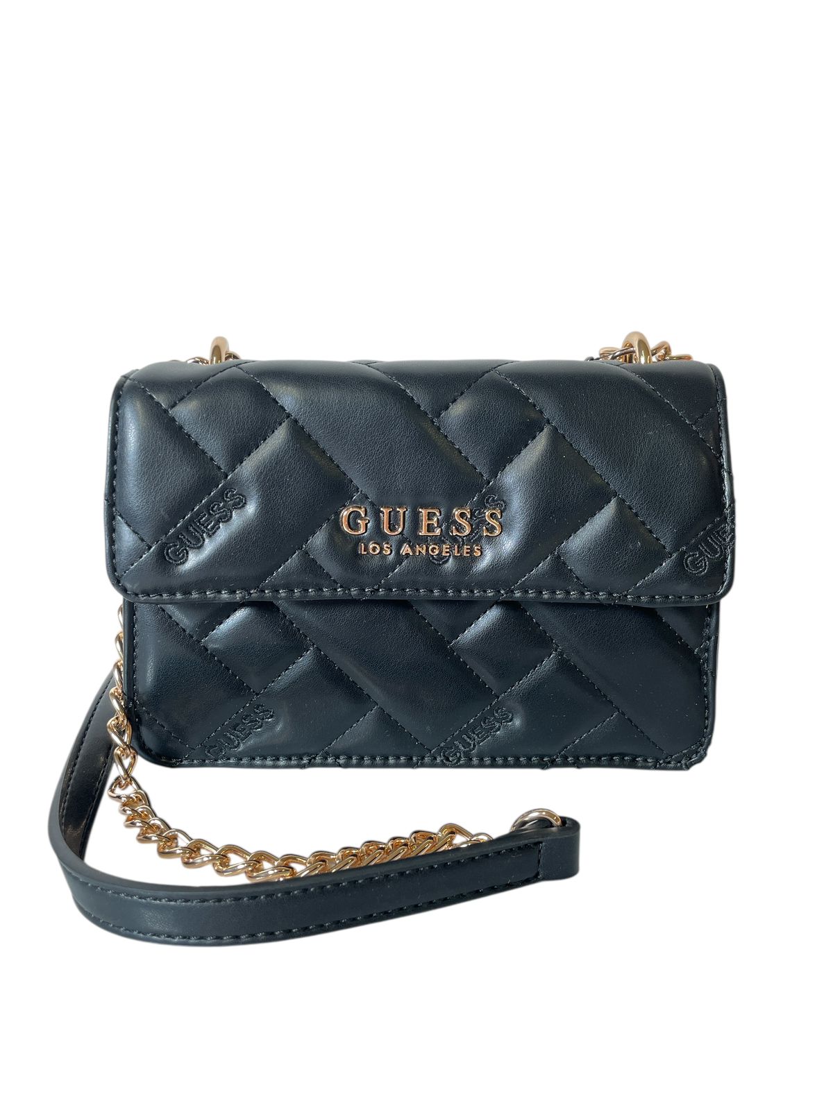 Bolsa Clutch GUESS Acolchada Rosa o Negra con Cadena Dorada – Estilo y Glamour Compacto