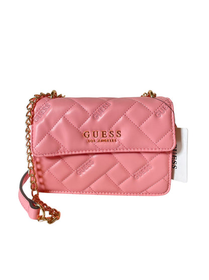 Bolsa Clutch GUESS Acolchada Rosa o Negra con Cadena Dorada – Estilo y Glamour Compacto